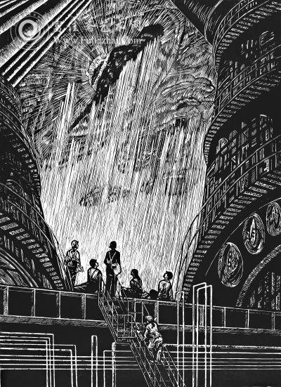 東邊太陽(yáng)西邊雨 木刻 47&times;65cm  　　王美居 2008年