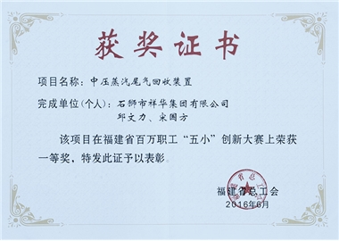 創新大賽一等獎證書